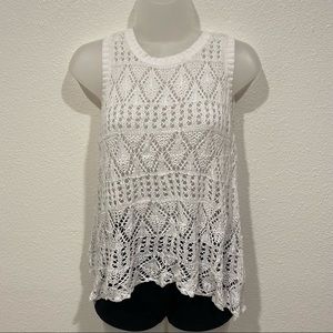NWT rewind white knit lace crochet boho sleeveless tank top shirt blouse